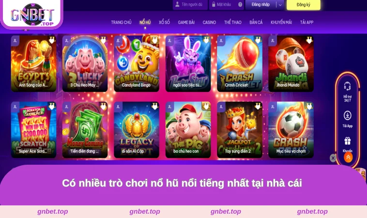 Có nhiều trò chơi nổ hũ nổi tiếng nhất tại nhà cái 